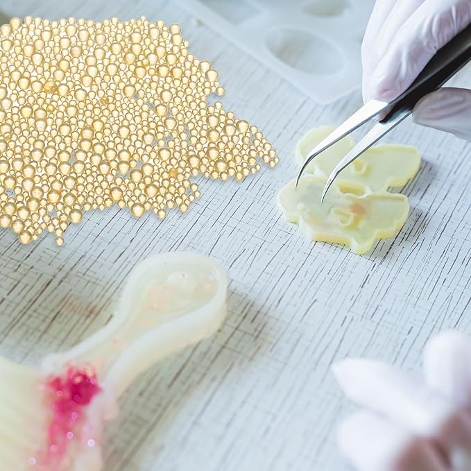 Iridescent Glass Tiny Bubble Beads, 0.4-3mm 10g No Hole Micro Mini Round Gold Water Droplets Beads - Applications: for Resin Filler, Nail Art, Dollhouse Bath Tub