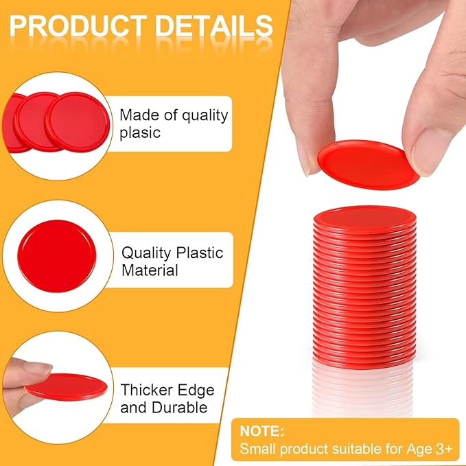 Coopay 1 1/2 Inches Plastic Poker Chips Learning Counters Disks Bingo Chip Counting Discs Markers for Math Practice and Poker Card Game Tokens, Teaching Rewards, 200 Pieces (Red, Green, White, Black)