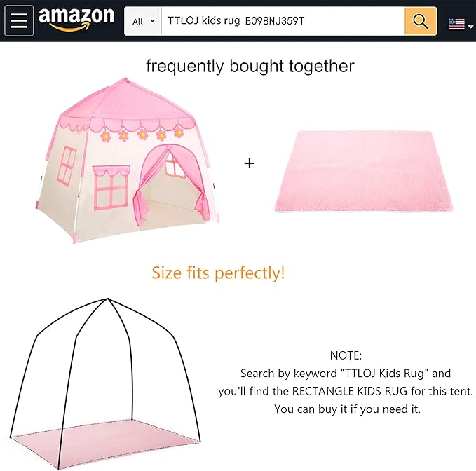TTLOJ Kids Gift Play Tent, Princess Crown & Wand, for Girls Boys, Princess Playhouse, Pink Castle, Fairy Tale Teepee Tent, Indoor Outdoor, Birthday (Ball Lights NOT Included