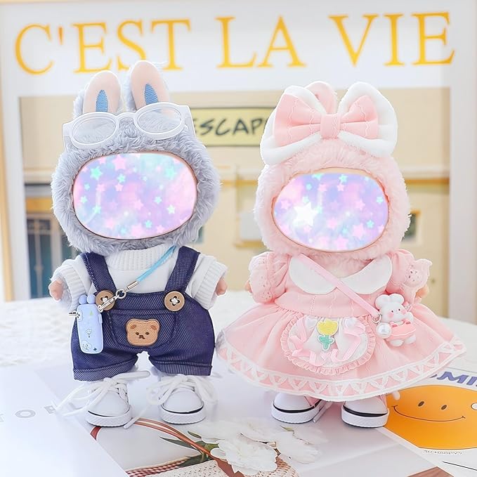 17cm Doll Clothes Set, 4 Pieces Dress Skirt Outfit Set for 6.7inch Doll Suit, Cute Fashion Bowknot Shoes Clothes Accessories for 1st/2nd/3rd Gen Dolls Play & Display Pink