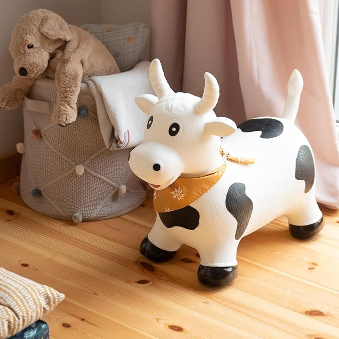 Kindsgut Bouncy Animal Hopper Cow for Children, Designed in Germany, Playful and Modern Colors, air Pump Included, Indoors and Outdoors
