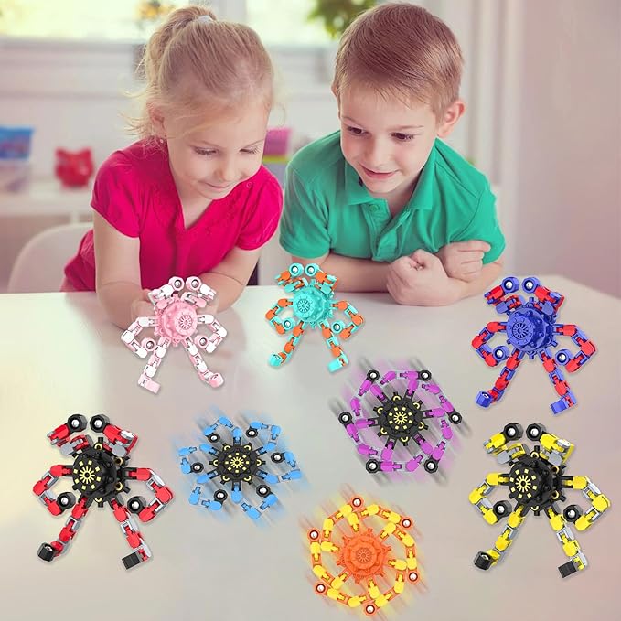 Transformable Fidget Spinners,Funny Stress Relief Sensory Fidget Toys,Deformable Chain DIY Robot Fingertip Gyros Toys Birthday Party Favors Easter Basket Stocking Stuffers for Kids and Adults (36PC)