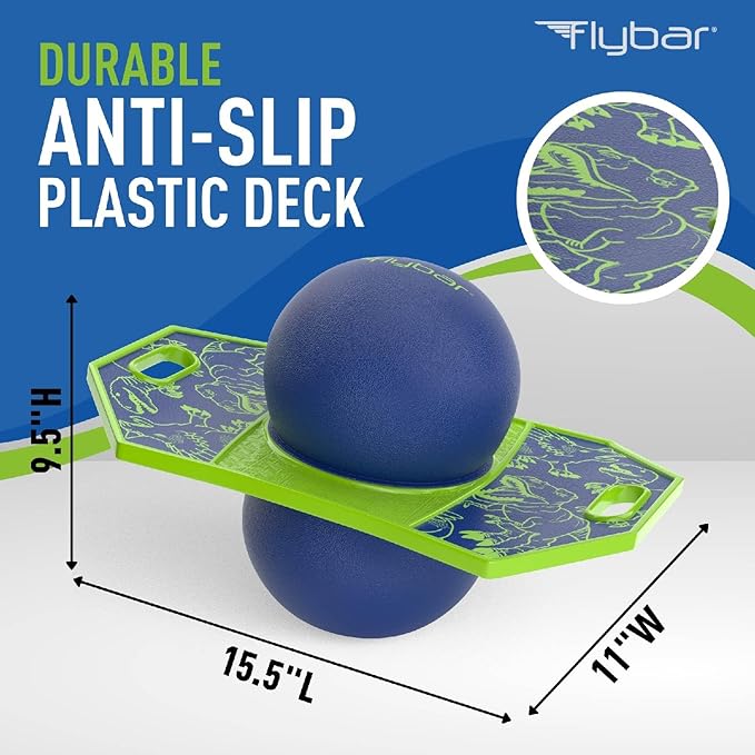 Flybar Pogo Trick Ball for Kids – Balance Bounce Board with Anti-Slip Deck – Pump Included - Indoor & Outdoor Toys for Boys and Girls Fun Way to Reduce Screen Time Supports up to 160 lbs – Ages 6+