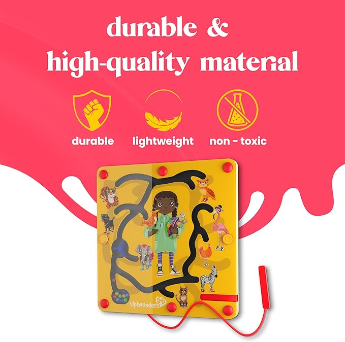 Upbounders® Montessori Wooden Busy Board Magnetic Maze Toy for Toddlers 18+ Months (Feeding Time Magnetic Busy Board)