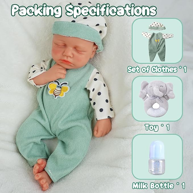 Boy 12.2 Inch, Full Silicone Baby Doll, Realistic Baby Dolls, Realistic Veins & Sleeping Pose, Not Vinyl, Reborn Baby Dolls Silicone Full Body, Gift Set