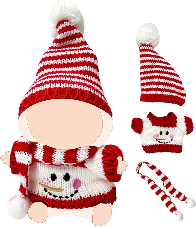 17cm Doll Clothes,15cm Dolls Christmas Outfit Set,Accessories for Dolls,Christmas Clothes Set for Dress Up (No Doll) (Red+White)