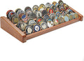 8 Rows Solid Wood Challenge Coin Display Stand - Military Holder for Up to 60-70 Coins - Ideal Rack for Army Navy Marine Corps Law Enforcement Collectors, Walnut Finish