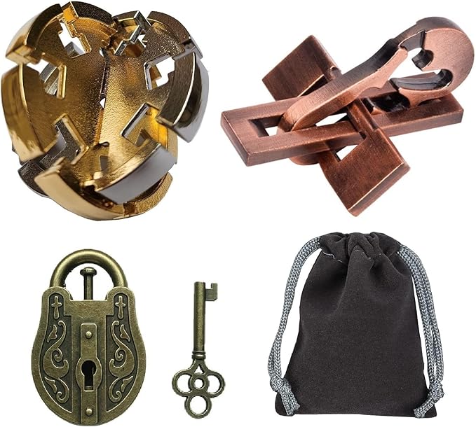 3D Unlock Interlocking Puzzle, Metal Hole Lock, Adult Educational Toy, IQ Puzzle, 3 Combinations, 3 Pack