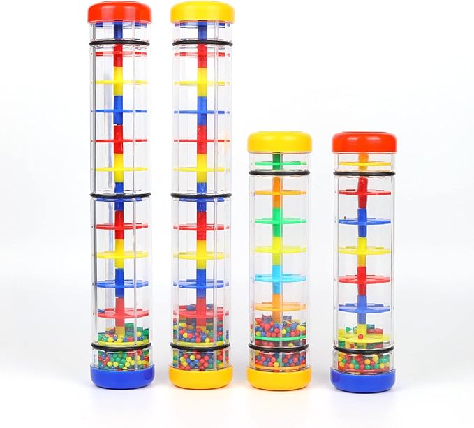 Rainmaker 8 inch Mini Rain Stick for Babies Rattle Tube Rain Stick Shaker Music Sensory Auditory Instrument Toy for Baby Child Girl (8 inch Yellow)
