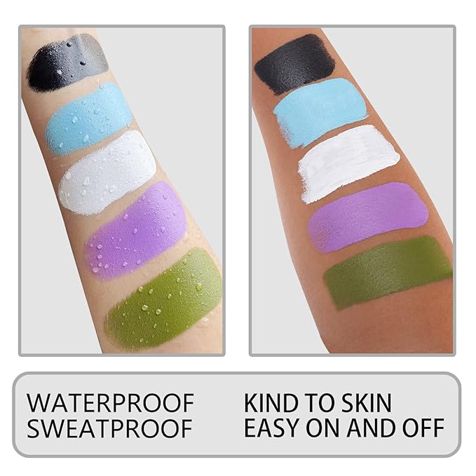 MEICOLY Clown White Face Body Paint Stick(1.06 Oz),Foundation Cream Makeup,Face Paint for Halloween Joker Zombie Vampire Skeleton Skull Special Effects Mime Makeup,White Eye Black Stick for Sports
