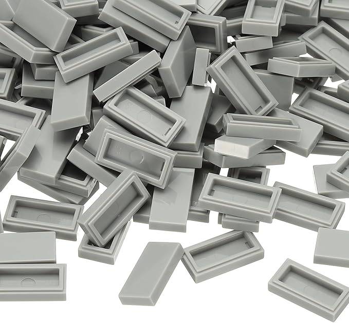 PATIKIL 555 Pcs Flat Blocks Bulk, 1x2 Square Light Gray Classic Tiles Smooth Surface Mini Building Blocks Accessories Compatible Bricks Kits for Building Floor Walls Mosaic Pixel Arts