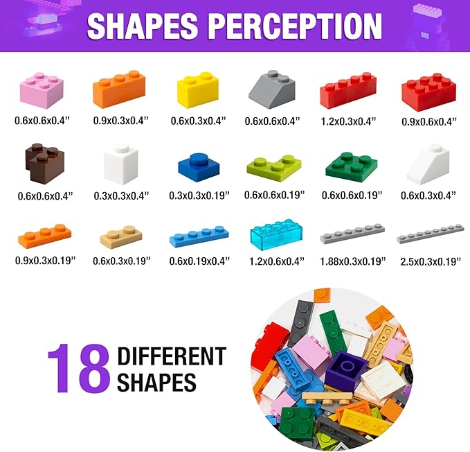 1600 Pieces Building Bricks, Building Bulk Block with 2 Packs 24x24 Studs Sticky Plate and 46PCS Wheel Accessory - Compatible with All Major Bricks, Gfits for Kid - 18 Shape/16 Color