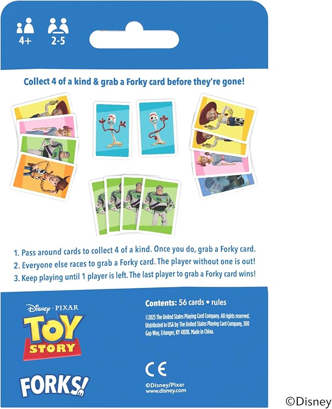 Bicycle Disney and Pixar Forks, Kids Card Game That Plays Like Spoons, Featuring Toy Story Characters Woody, Forky, Jessie & Alien, Ages 4+, 2-5 Players