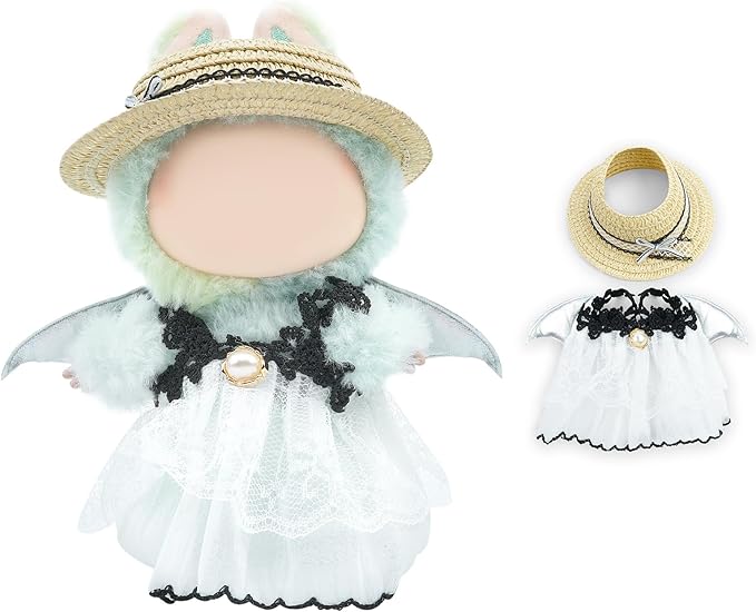 17cm Doll Clothes Set-Adorable Outfits for Dolls-Stylish Accessaries Clothes Dress-Up-Replaceable Clothing Collections, Includes Hat, Top, Skirt(White-Style C)