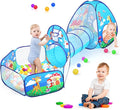 3 in 1 Kids Play Tent for Toddler with Baby Ball Pit and Play Tunnel, Children Indoor Outdoor Playhouse with Climbing Tunnel Toy for Toddlers, Boys and Girls Best Birthday Gifts (3pc Jungle Ball Pit)