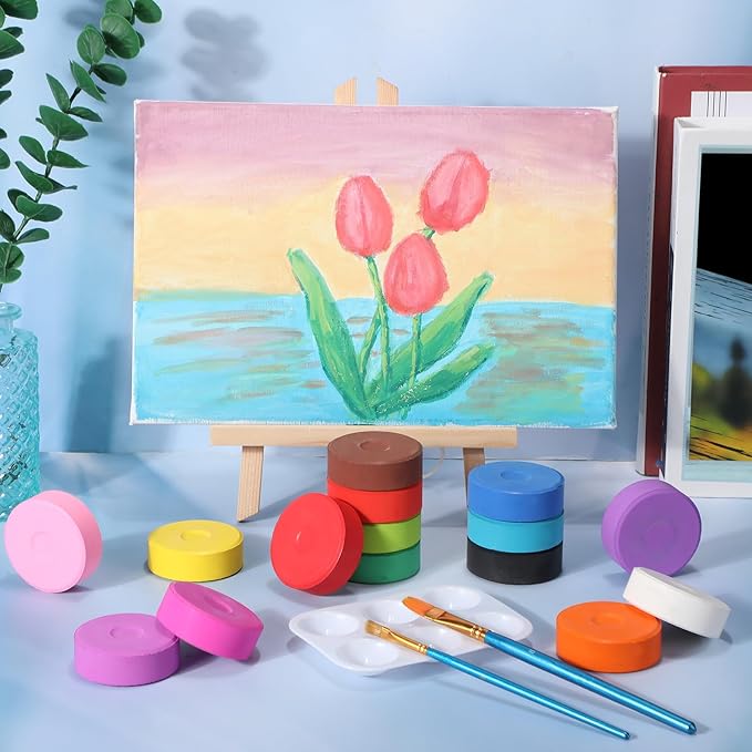 Nuanchu 60 Pcs Tempera Paint Cakes 15 Colors Tempera Paint Washable Art Supplies for Painting Drawing Crafts Activities