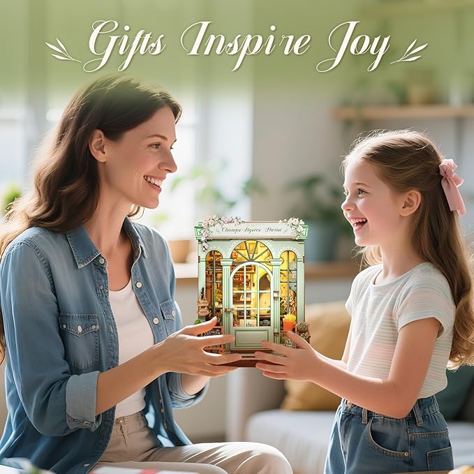 CUTEBEE Book Nook Kit - DIY Miniature House Dollhouse Kit for Adults and Teens, Booknook Tiny House Bookshelf 3D Wooden Puzzle, Gifts for Family (Champs-Élysées Florist)