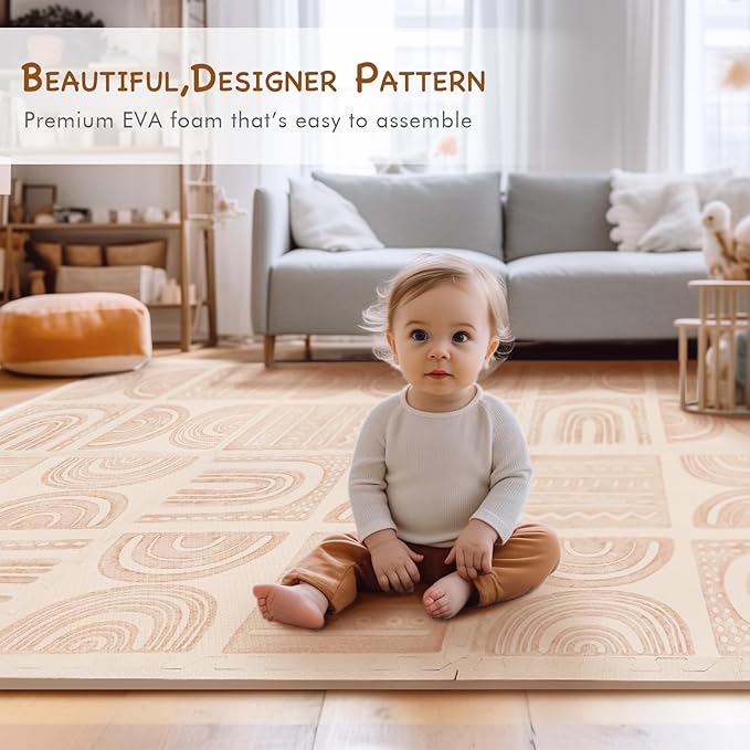 Extra Large Baby Play Mat - 4FT x 6FT Foam Puzzle Floor Mat for Kids & Toddlers (Semicircle Pattern)