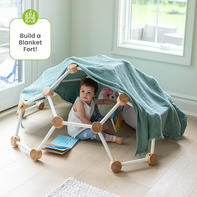 Little Partners Indoor Climbing Gym Active Play Equipment, Solid Wood Montessori Space Dome Climber for Toddlers 2-6 Years, Maximum 100 lb. Capacity, Medium