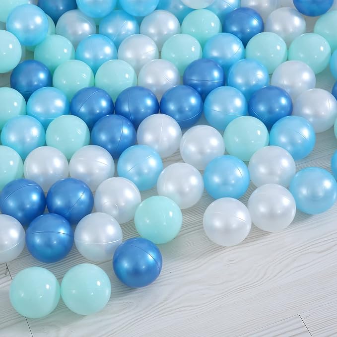 Ball Pit Balls Pack of 100 200 500 - Star and Round Set BPA Free Phthalate Free Non-Toxic Crush Proof Play Balls Soft Plastic Balls for Toddlers Baby Kids Birthday Pool Tent Party