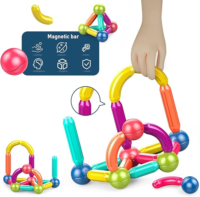 Toddler Magnetic Blocks,Magnetic Balls and Rods,Educational Magnet Building Blocks,Kids Montessori Toys for 3 4 5+ Year Old Girls Boys,Learning Stem Preschool Toys For Toddlers 1-3 Year Old(36pcs)