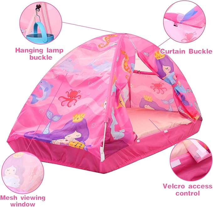Kid Bed Tent -Twin Play Tent Baby Toddlers Dream Playhouse for Bedroom Decor Indoor Games Twin Size Bed Canopy by CRAWLBO