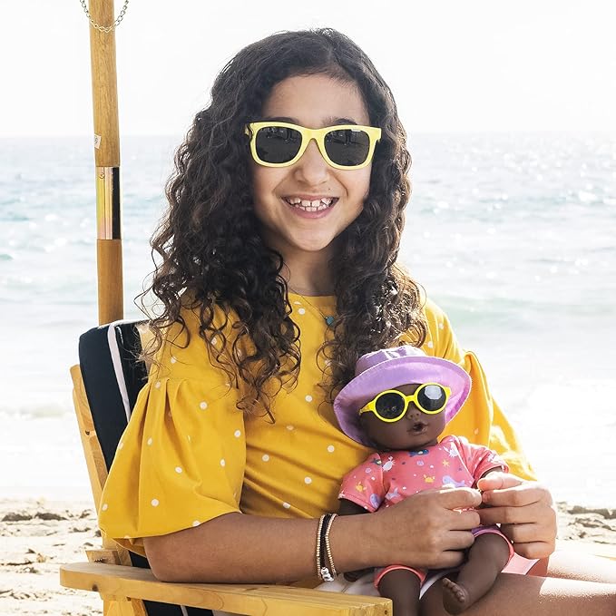 ADORA Beach Baby African American Doll with Sun-Activated Freckles, Clothes & Accessories Set, Adorable Baby Doll Made in Exclusive QuickDri Vinyl Birthday Gift for Ages 1+ - Baby Piper