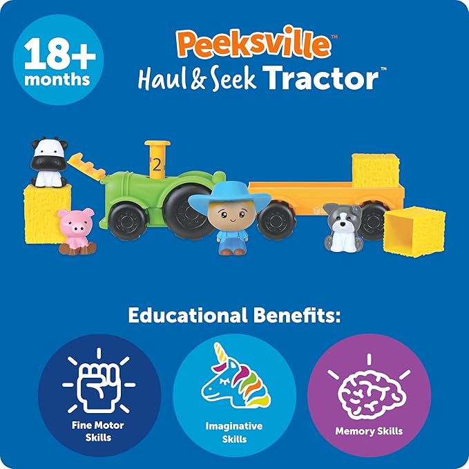 Learning Resources Peeksville Haul & Seek Tractor, Farm Animals, Tractor Toy, Kids Tractor, Farm Games Toddler Toys, Sensory Toys, Preschool Learning Activities, Peekaboo