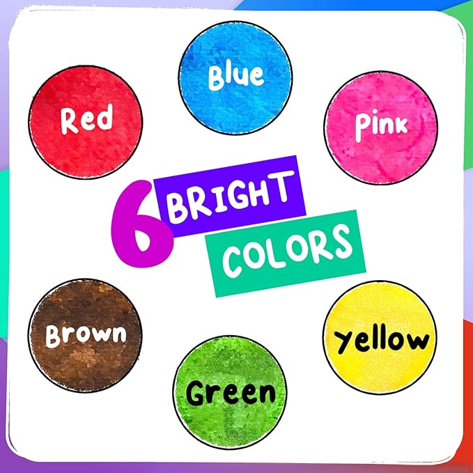 Chalkola 6 Washable Dot Markers for Toddlers 1-3 | Non Toxic Bingo Daubers for Toddlers 2-4 | Preschool, Kindergarten Paint Stamp Markers Set - Dot Art and Crafts Supplies for Kids
