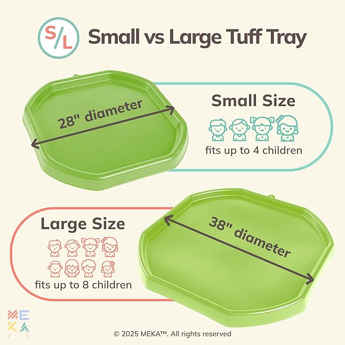 MEKA Tuff Tray for Sensory Play, Sensory Tray for Kids, Toddler Water Table, Tuff Spot Sensory Bin for Toddlers (Bright Green, Large (38" x 38"))