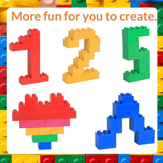 Building Blocks Set for Kids with Baseplate Big Building Bricks 101Pcs Classic Bulk Sensory Toy for Kids Toddlers Boys Girls 15 Random Colors Birthday Gift Compatible with Lego All Major Brand