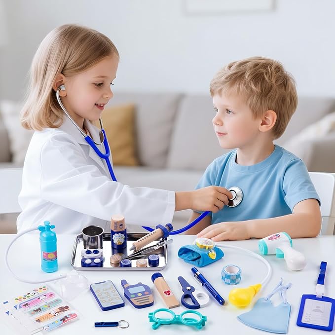 Doctor Kit for Kids, 35 Pcs Kids Doctor Kit for Toddlers 3-5 with Medical Storage Bag & Real Stethoscope, Pretend Play Doctor Set for Fun Role Playing Game (888)