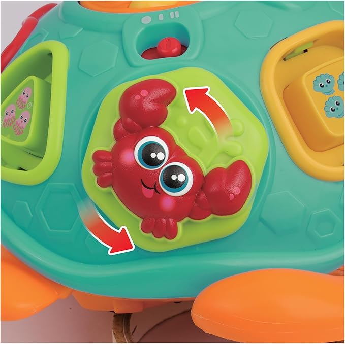 winfun Pull Along Sort 'n Learn Turtle – Shape Sorter Toy for Toddlers 12M+ with Lights, Sounds, Music, Quiz Game – Bilingual English/Spanish Educational Toy – Includes 4 Shapes & Batteries