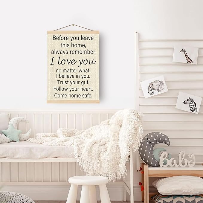 Boat Wades Inspirational Family Poster Hanger Frame For Home,Family Room Decor,Before You Leave This Home Sign Wooden Poster Hangers 12x16 Inch,Love You Bye Sign Wall Art Decor