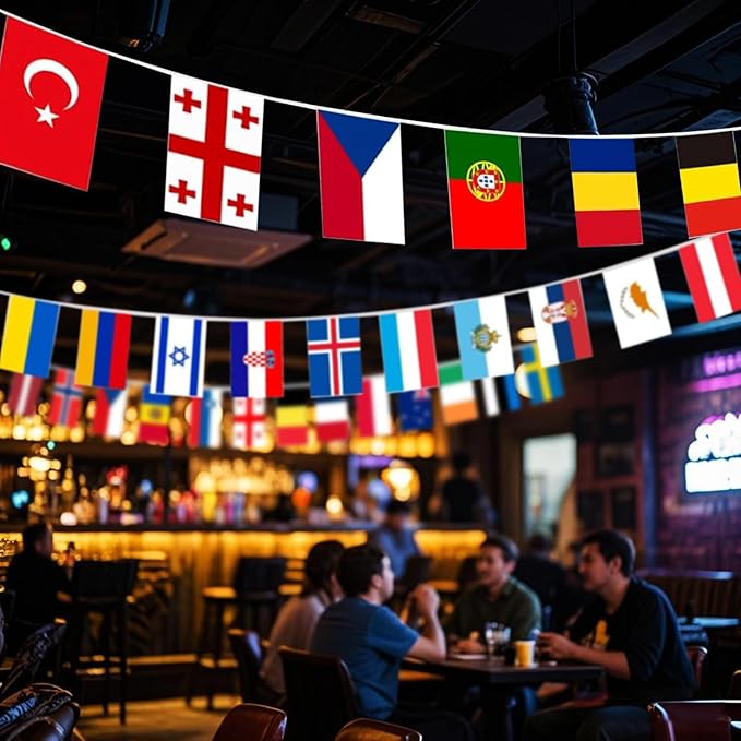 International Flags of The World 200 Countries Pennant Bunting World Flag Banner for Themed Parties, Grand Openings, Around the World Decorations