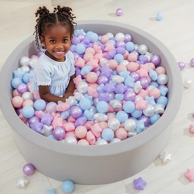 GOGOSO Ball Pit Balls for Toddlers Phthalate-Free BPA-Free Non-Toxic Crush Proof Soft Plastic Play Balls Baby Kids Shape Tent Pool Playhouse Playpen Party Decor, Pink Blue Purple White,200PCS