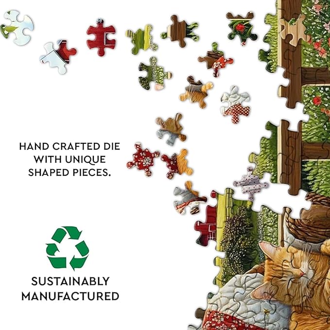 Adult Jigsaw 500 Piece Wooden Puzzle, Garden Sofa Lounge Cat Home Art, Jigsaw Puzzle Family Activities Adult Gifts, Family Stress Relief Gifts