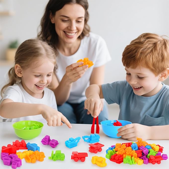 Counting Transportation Color Sorting Toys for Toddlers,Montessori STEM Sensory Preschool Toddler Educational Activities Learning Fine Motor Sorting Matching Games for Kids Boys Girls Ages 3+