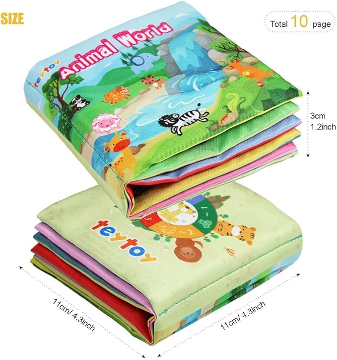 My First Soft Book,teytoy Nontoxic Fabric Baby Cloth Activity Crinkle Soft Books for Infants Boys and Girls Early Educational Toys (Pack of 12)