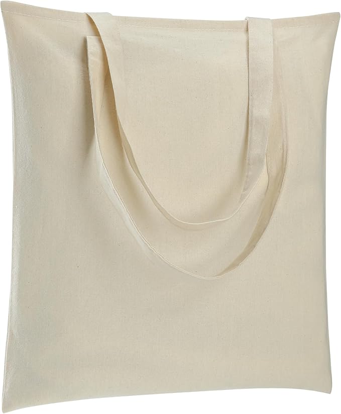 48 Pack Canvas Tote Bag - Lightweight Thin Tote Bags Bulk Blank Shopping Reusable Grocery Bags for DIY Gift Sublimation Activity - Beige