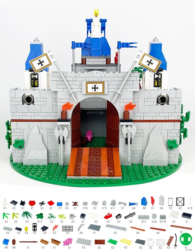Medieval Knight Castle Building Blocks Set – Comes with 12 Knights Figures , Compatible with Lego Medieval Town Square House Toys , for Adults & Children Ages 6+