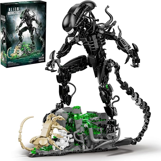 Xenomorph Building Set, MOC Alien Action Figure Kit Compatible with Lego, Horror Sci - Fi Collectible Model Figure & Detailed Base for Adults Kids Birthday for Movie Fans Aged 8+ 958PCS