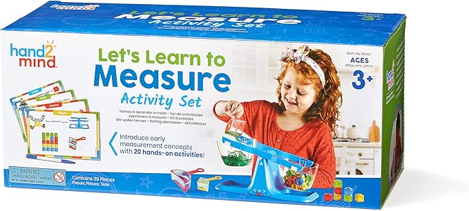 hand2mind Let's Learn to Measure Activity Set, Kids Measuring Cups, Bucket Balance, MathLink Cubes and Activity Cards Set, Teacher Supplies, Classroom Supplies, Preschool Learning, Toddler Learning
