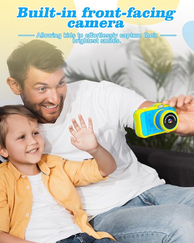 Kids Camera, 48MP 1080P Digital Camera for Kids with 3.5 Inch Big Screen, 10X Zoom, Selfie & Video, 32GB SD Card, 1200mAh Battery, Christmas Birthday Gifts for Boys Girls Ages 3-12 (Blue)