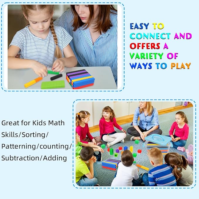 300 Pcs Linking Cubes for Kids, Counting Blocks with Storage Boxes, STEM Connecting Cubes Math Manipulatives for Preschool and Elementary Aged Kids