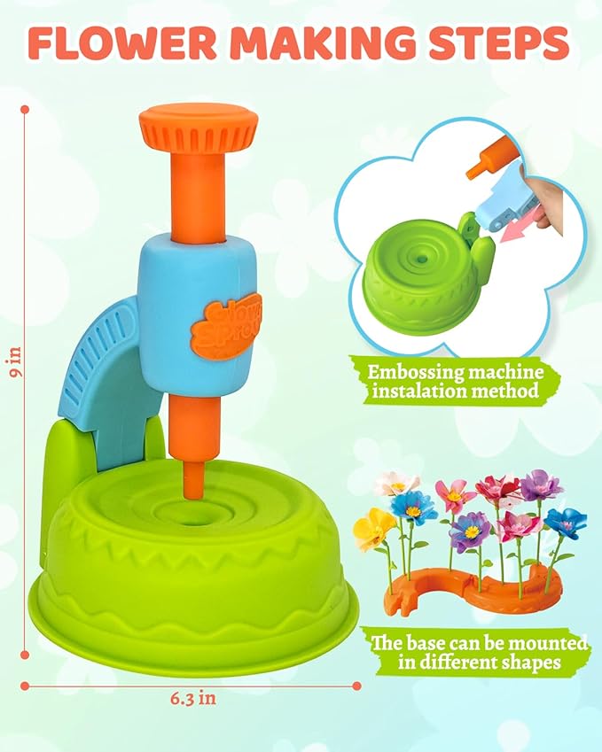 DIY Art Flower Toys Include Extra Accessories Set, Arts and Crafts Activity Kit for Kids, Flower Garden Building Toys for Girls, Birthday Gifts for 3 4 5 6 7 8 9 10 11 12 Year Old Girls(Green)