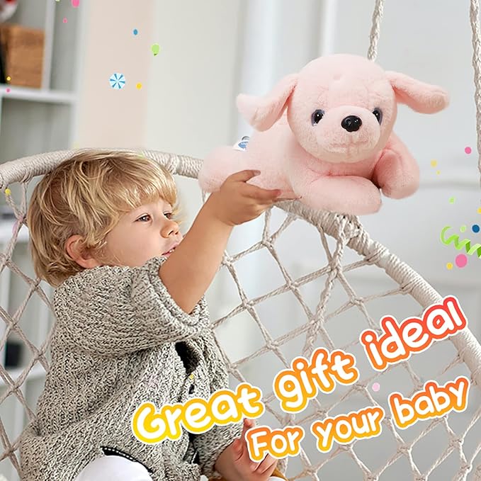 Glow Guards 15'' Pink Light up Puppy Dog Stuffed Animal Soft Plush Toy Pillow with LED Night Lights Pink Glow Bedtime Pal Birthday Children's Day Gifts for Toddler Kids