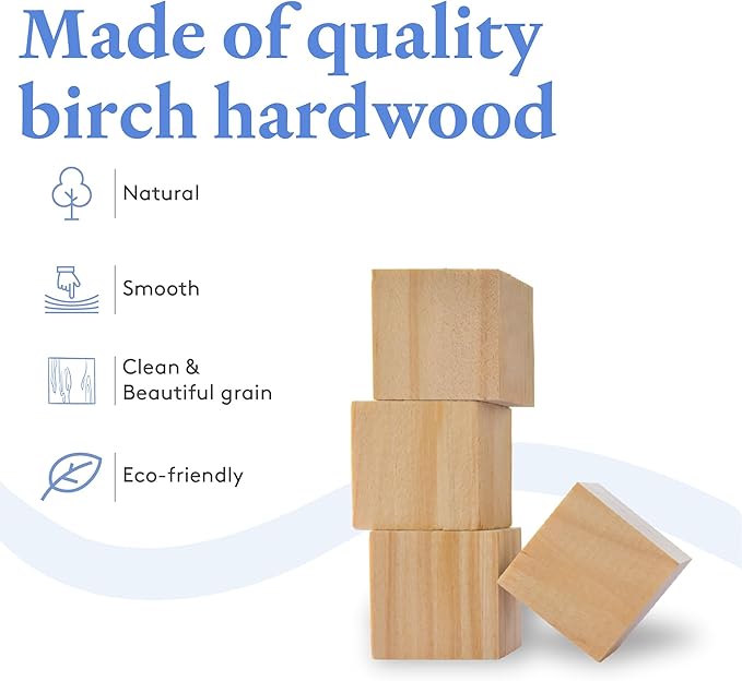 DIY Wooden Cubes 3/4-inch, Pack of 250 Small Blank Wooden Blocks, Unfinished Wood Blocks for Crafts, STEM, Dice, and Building Blocks for Stacking, by Woodpeckers