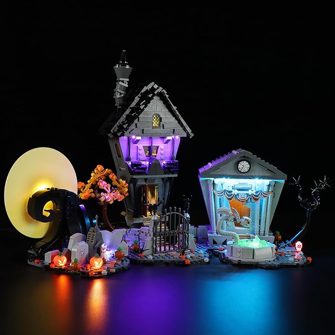 LED Light Kit for Lego 21351 Disney Tim Burton's The Nightmare Before Christmas Set, Blue Underglow Lights Compatible with Lego 21351 Set (Not Include Blocks Set)