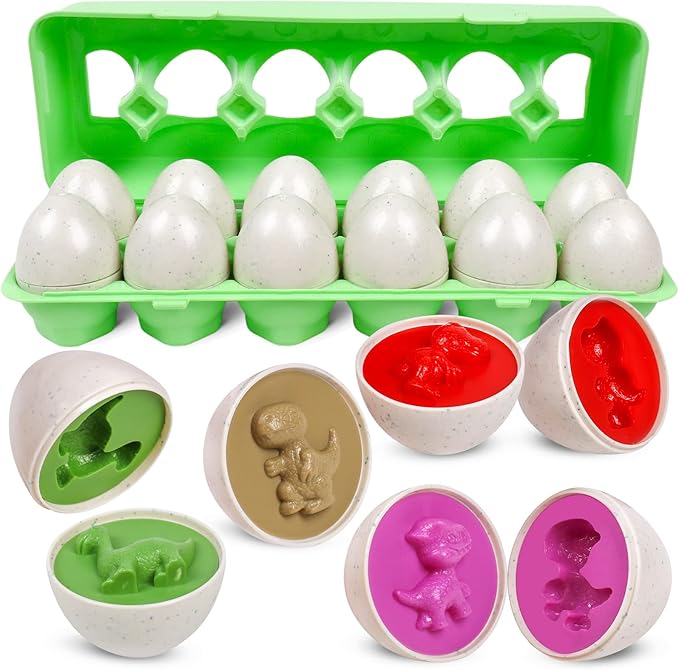 Dinosaurs Eggs,Egg Toys for Toddlers,Montessori Geometric Egg Puzzle Toy Early Educational Learning Color Sorting & Shape Matching Fine Motor Games Birthday Gifts for Boys Girls